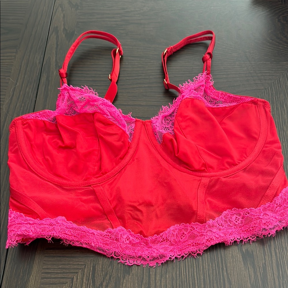 Auden Red and Pink Lace Bra